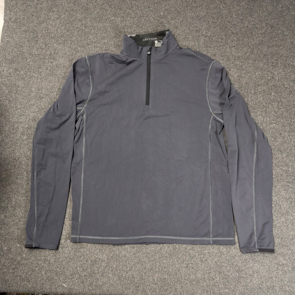 Greyson Mens Quarter Zip Pullover Golf Shirt Gray Size Medium Wolf Logo Active